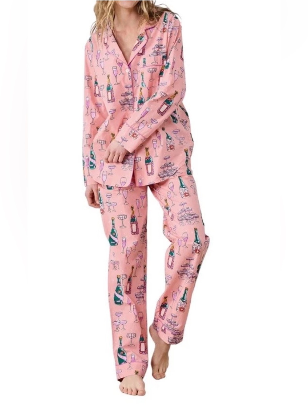 NWT Printfresh Pajama Set Peach Fizz Size XS Extra Small Champagne Long Sleeve